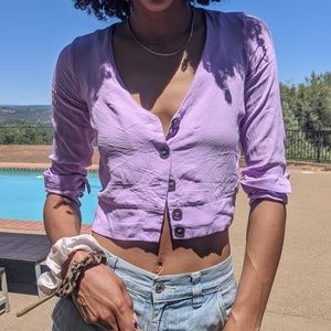 Purple cropped button down